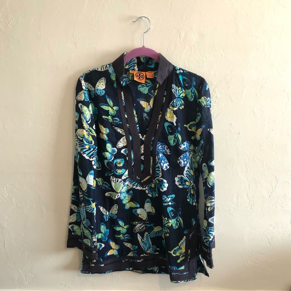 Tory Burch Navy Butterfly Tunic Size 2